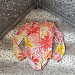Carter's long sleeve rashguard swimsuit girls 4T Hawaiian floral tropical beach